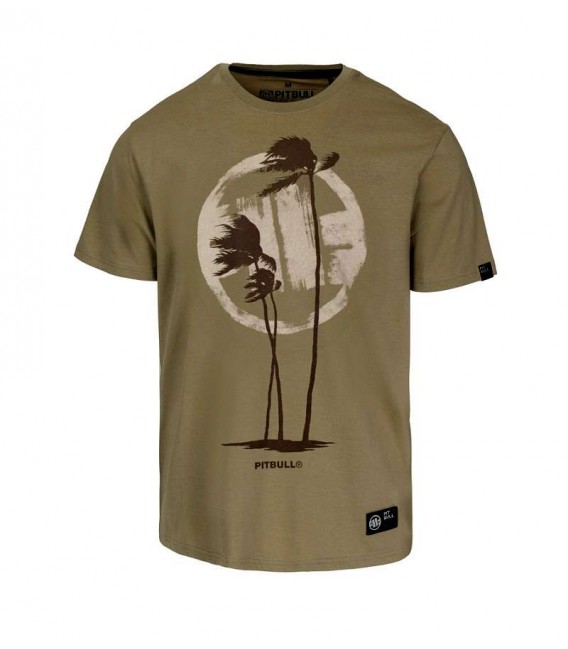 Koszulka Pit Bull model Palms kolor beżowo-szary