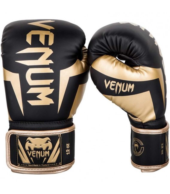 Rękawice do boksu Venum Elite czarno złote